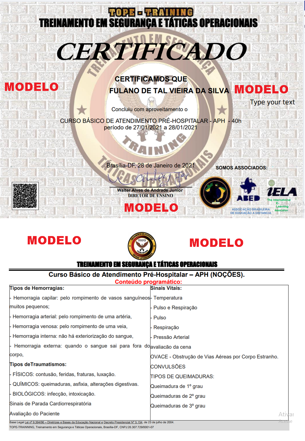 Modelo de TOPE TRAINING TREINAMENTO ONLINE EM SEGURANÇA